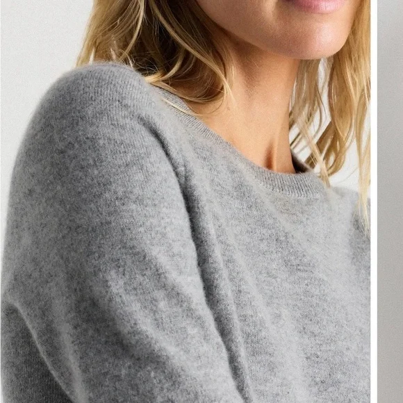Quince Women's Heather Gray Crew Neck Sweater - Picture 3 of 9
